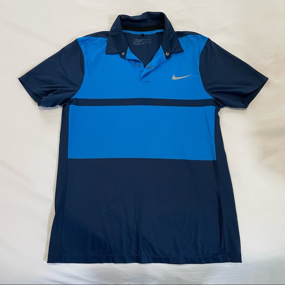 Nike Golf Modern Fit Dri-FIT Blue Color Block Polo